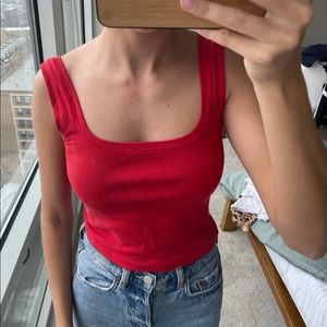 Aritzia red square neck tank top